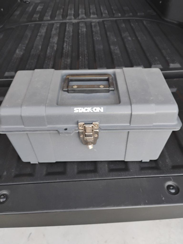 Stack-On Plastic Tool Box with Assorted Hand Tools including Craftsman and Husky