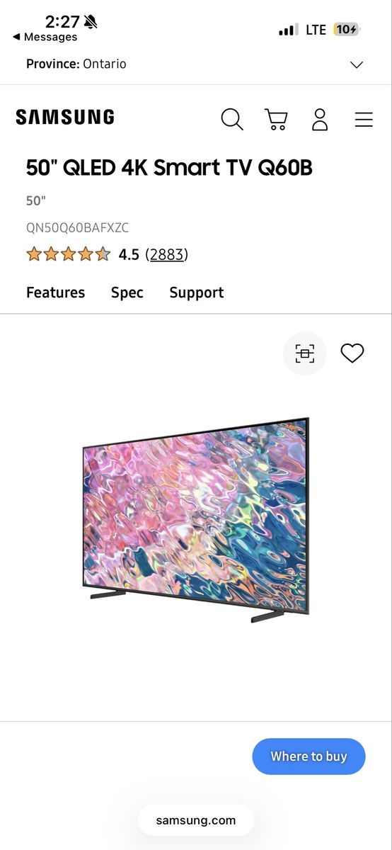 Samsung 50" QLED 4K Smart TV Q60B