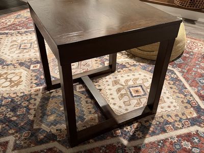 Dark Brown Square Wood Side Table / End Table
