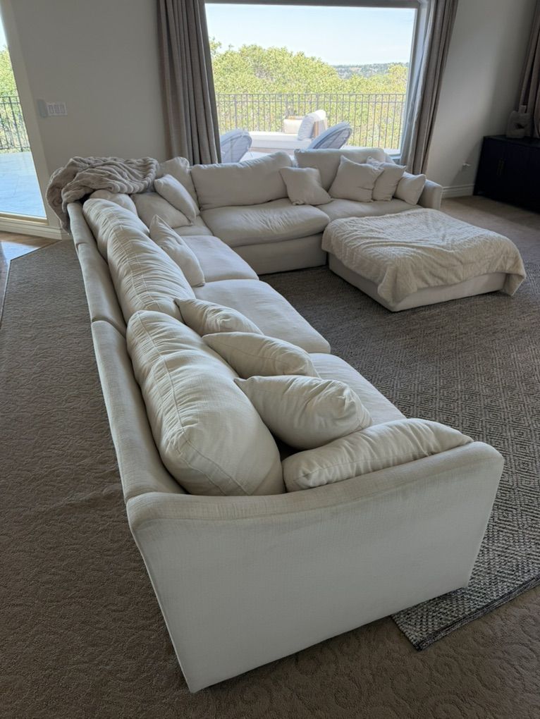 White Modular Sofa With ottoman