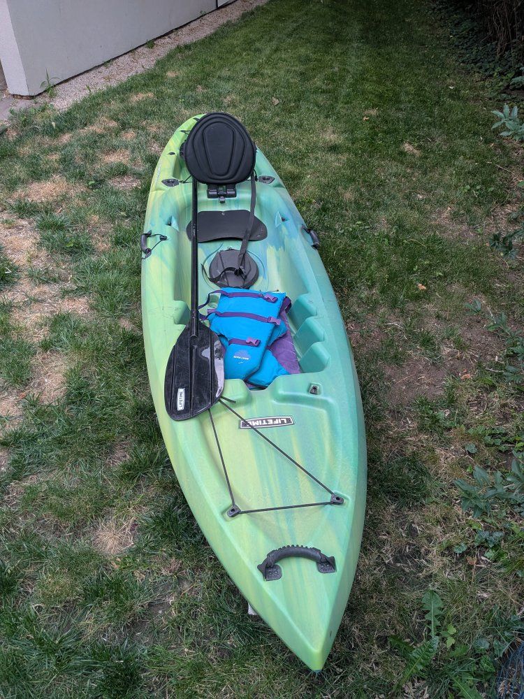 Lifetime Temptation 11' Kayak with Paddle & Life jacket- Green/Yellow