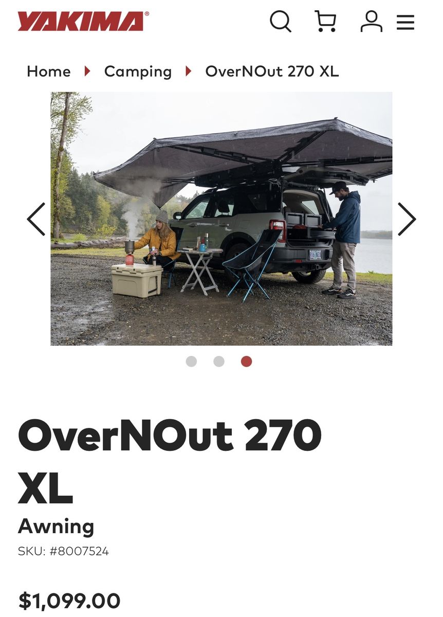 Luxury Yakima OverNOut 270 XL Awning - Car Camping Shelter, New in Box (SKU: 8007524)
