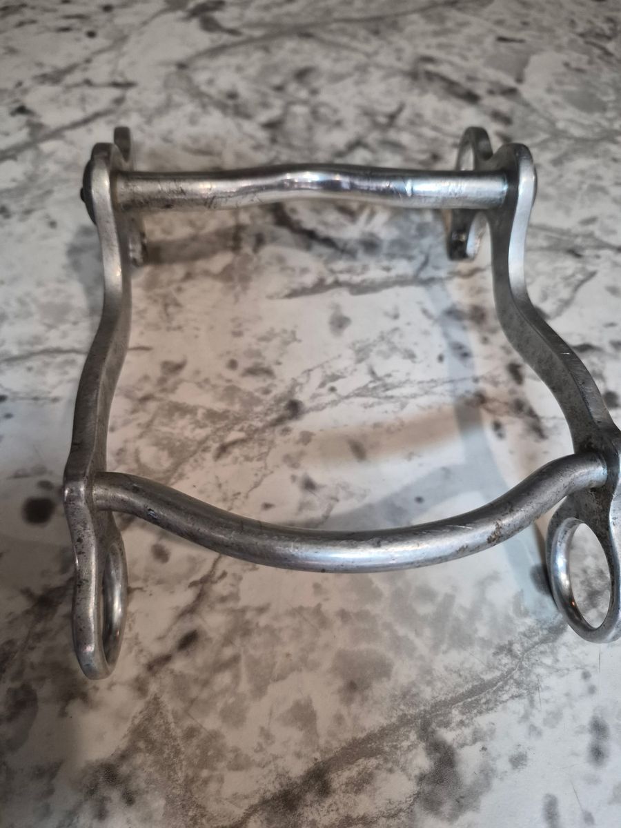 ​Vtg Crockett Aluminum Low Port Curb Bit Plain Shank Western Horse Tack Stamped