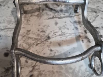 Vtg Crockett Aluminum Low Port Curb Bit Plain Shank Western Horse Tack Stamped