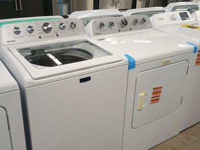 NEW MAYTAG WHITE TOP LOAD WASHER & ELECTRIC DRYER