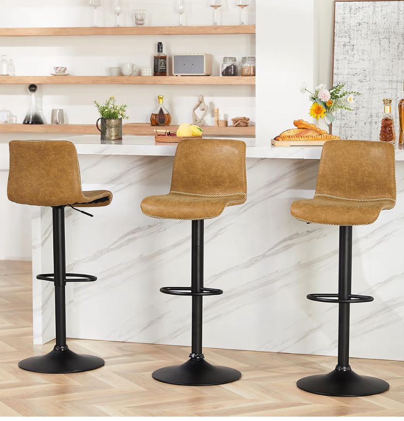 New Set of 3, Swivel Counter Adjustable Barstools