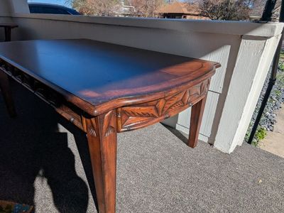 Solid Wood Coffee Table – Unique Carved Detail