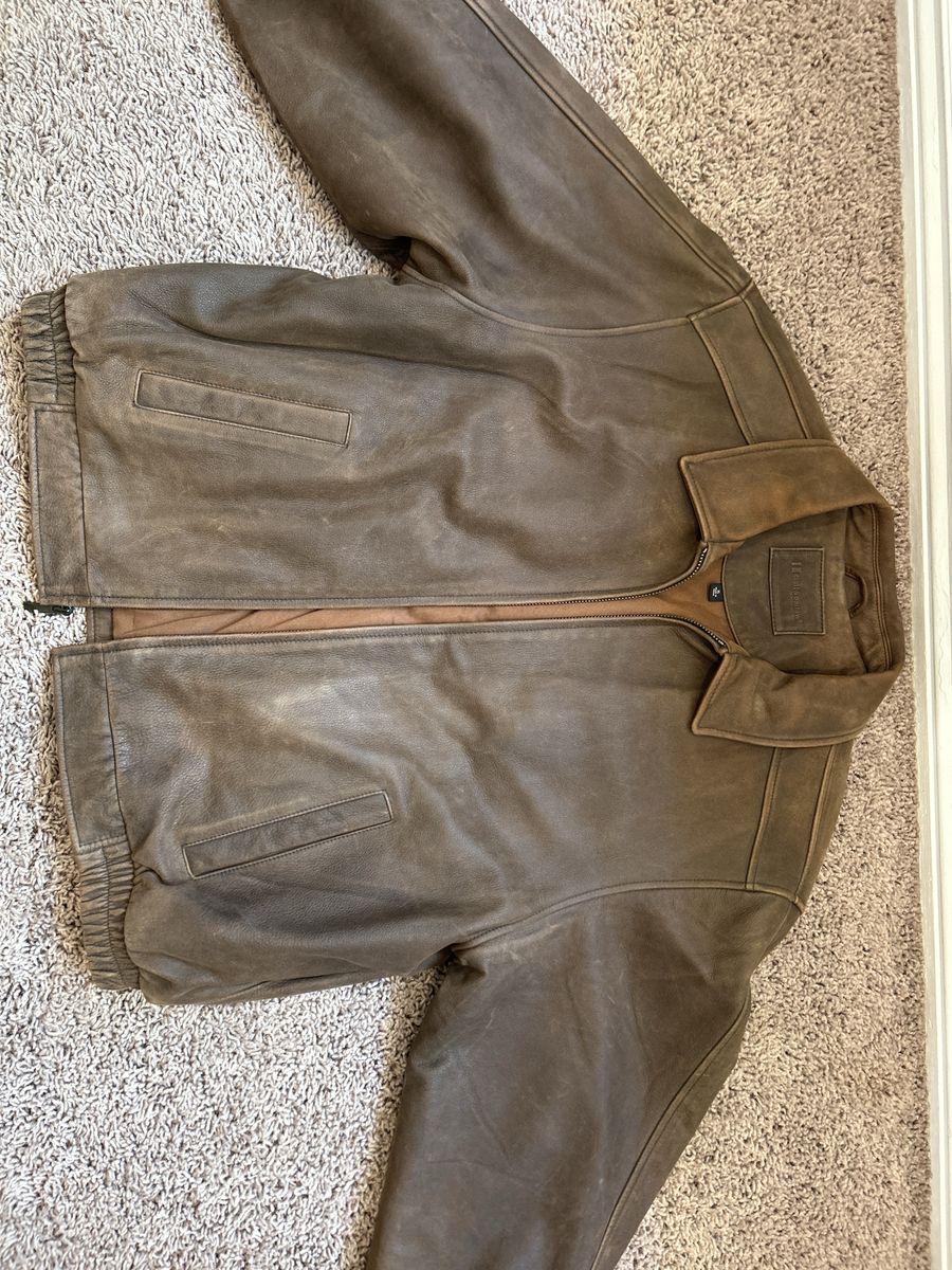 Vintage Croft & Barrow Men's Brown Distressed Leather Bomber Jacket Size XL