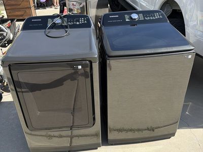 Samsung DVGC5G7100VA3/A3 Gas Dryer & WA55CG7100AVUS Top Load Washer Set - Black Stainless Steel