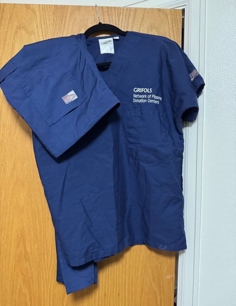 Scrubzone Navy Blue Scrub Set Embroidered Grifols Size Extra Small (XS)