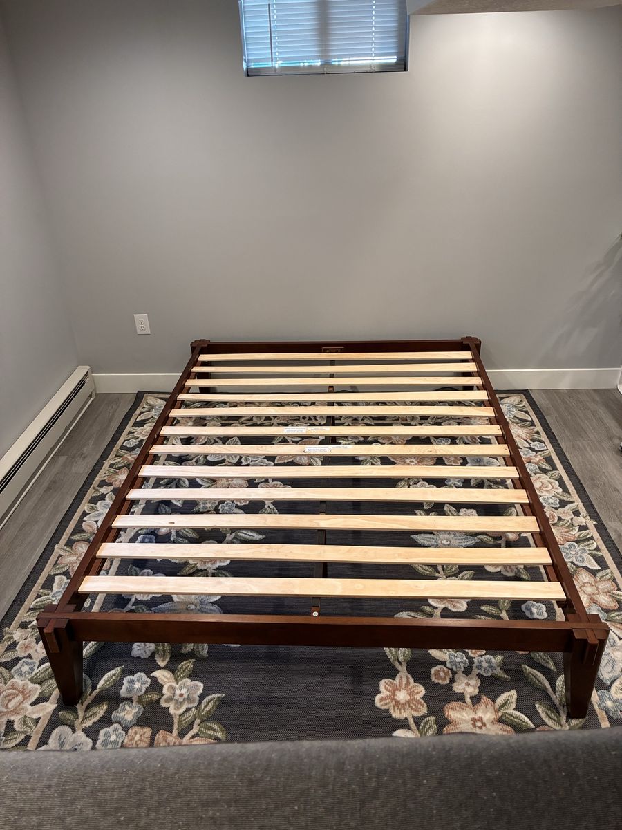 BME Chalipa 14” Queen Bed Frame Solid Wood Platform Bed Japanese Joinery - Walnut