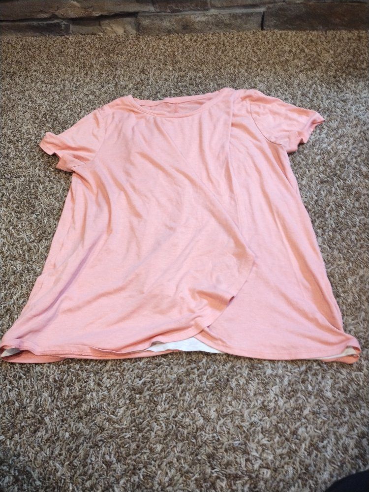 Motherhood Maternity Pink Short Sleeve Nursing Top Size L