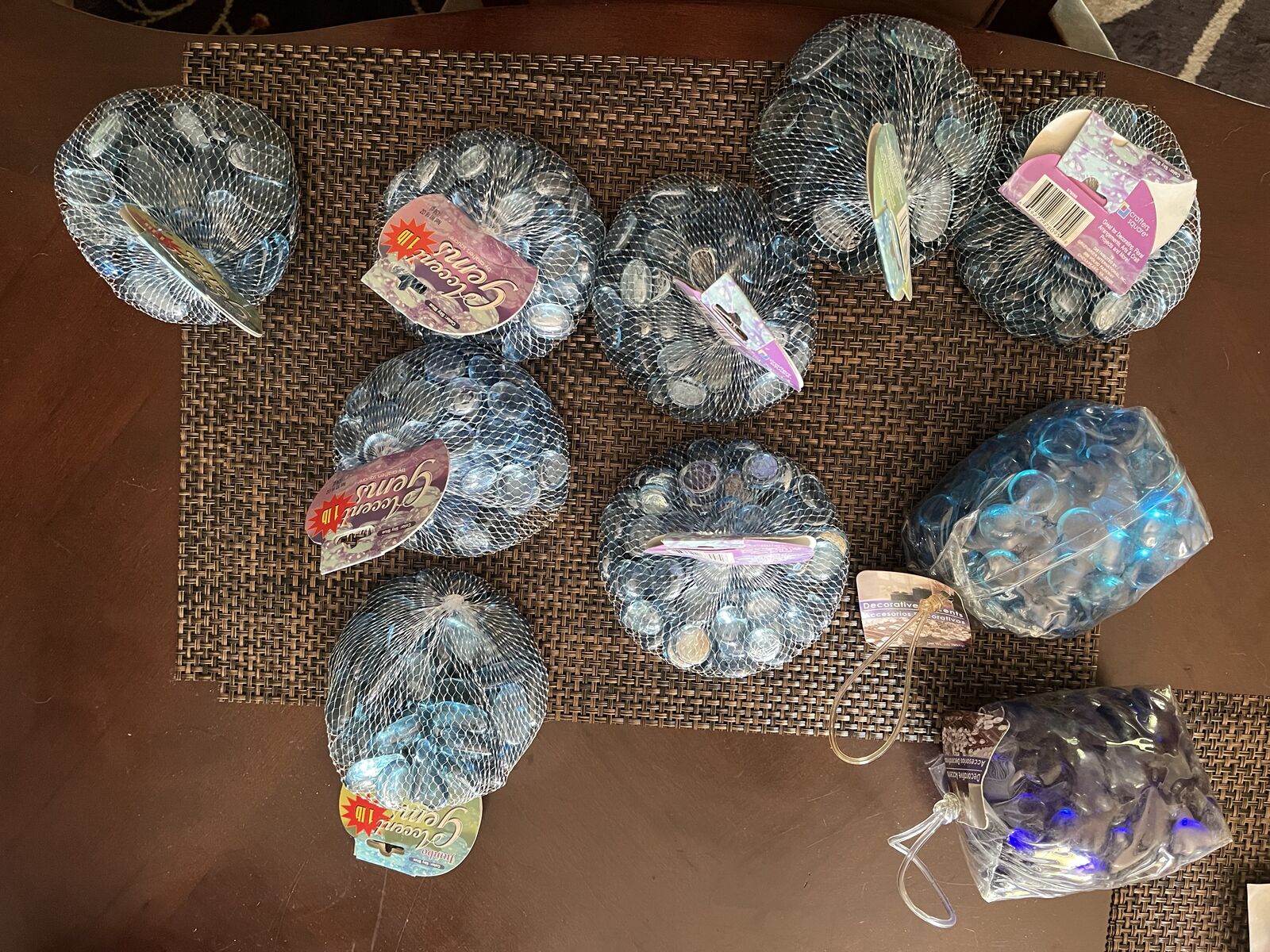 Decorative blue accent gems