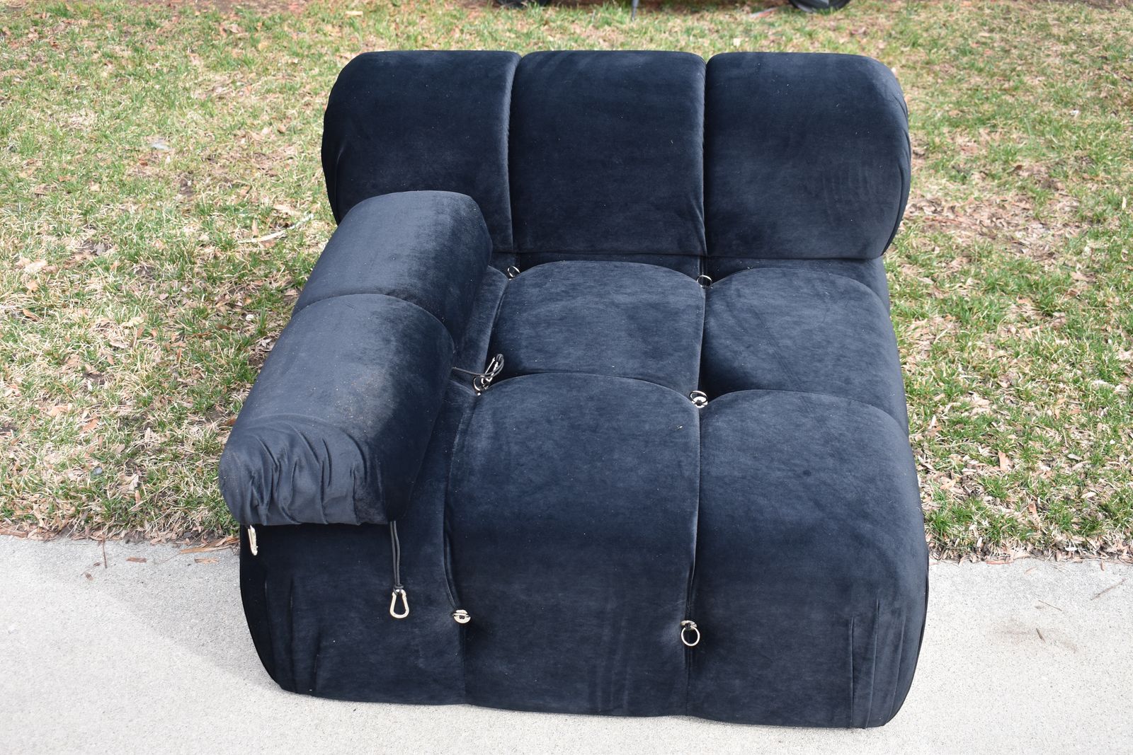 Black velvet corner couch