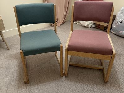 Vintage Mid-Century Modern Wood Frame Office/Dining Chairs - Pair