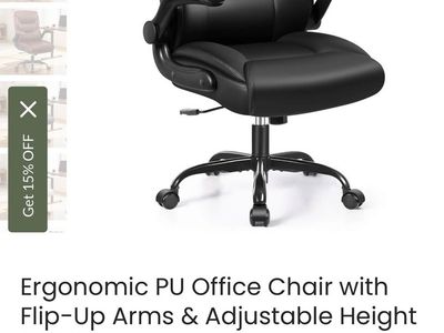 Office Chair with Flip-Up Arms & Adjustable