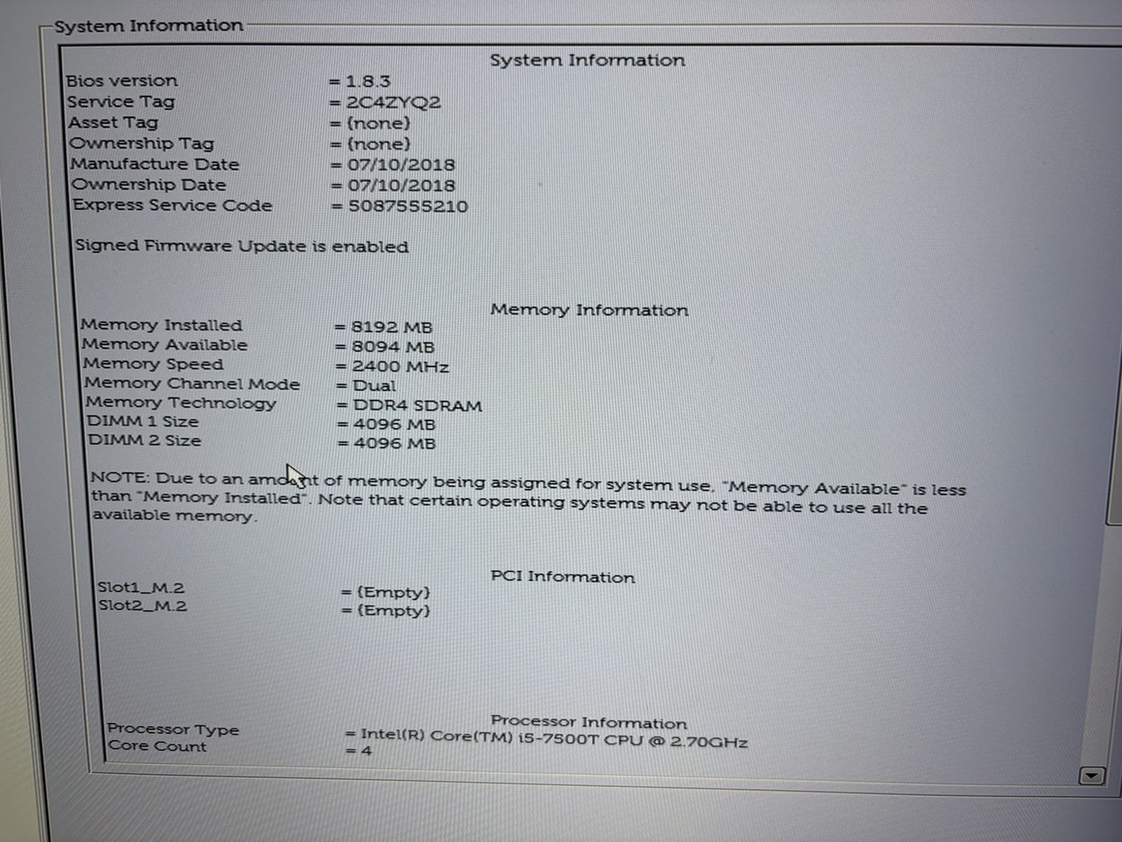 Dell OptiPlex 5050 USFF Desktop Computer Intel Core i5-7500T 8GB RAM 256GB SSD