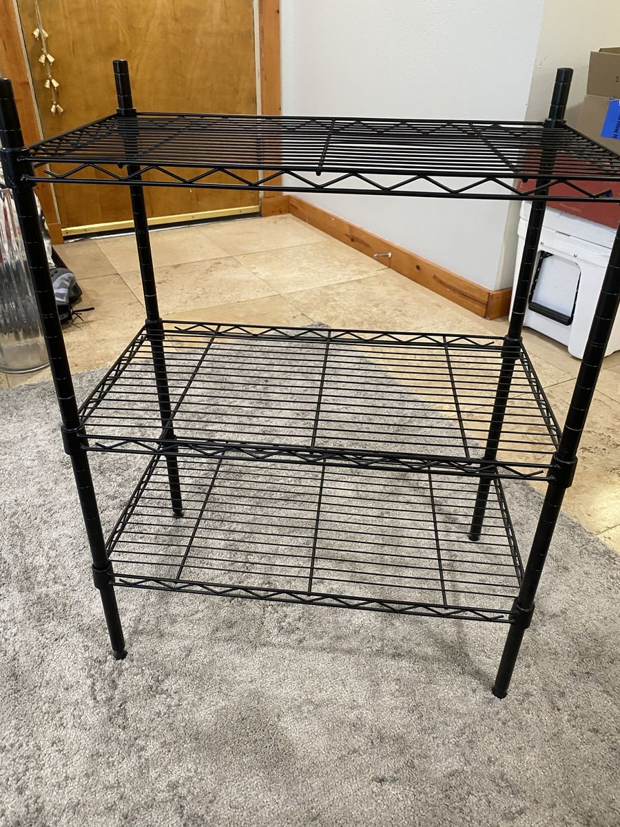 Black Wire Shelving Unit 3-Tier Metal Storage Rack, Adjustable