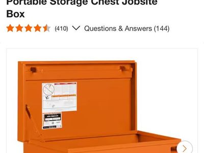 RIDGID 32in Portable Steel Jobsite Storage Chest Box - Orange, 32"W x 19"D x 18.25"H