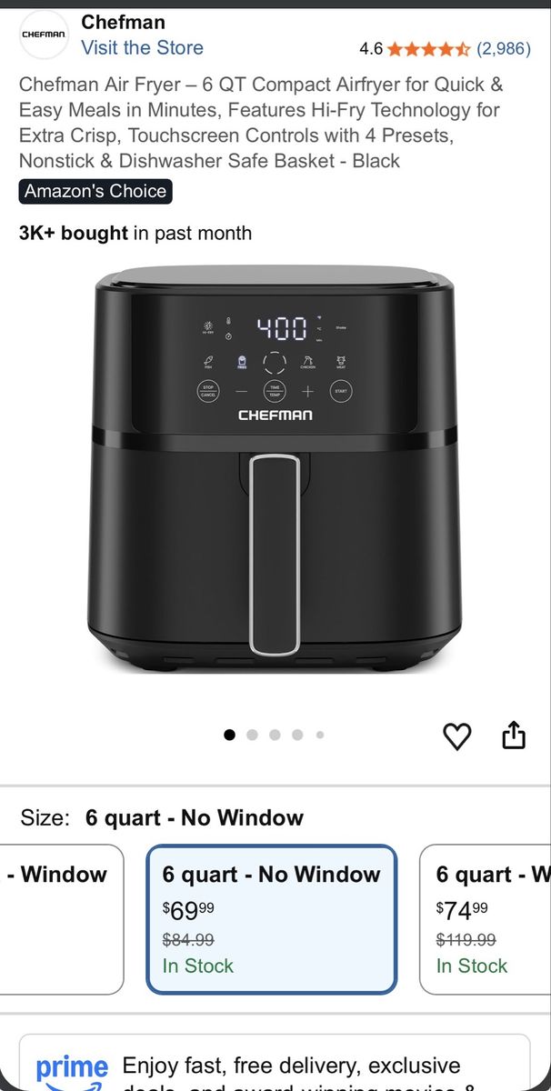 Chefman TurboFry Touch Air-fryer(Brand New In Box)
