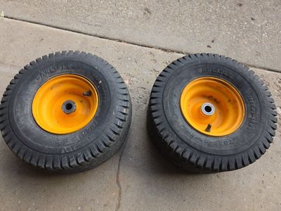 Pair of Carlisle Turf Saver Lawn Mower Wheels 15x6.00-6 NHS Yellow Rims
