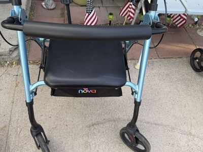 Mobility assist walkers and large shower bench