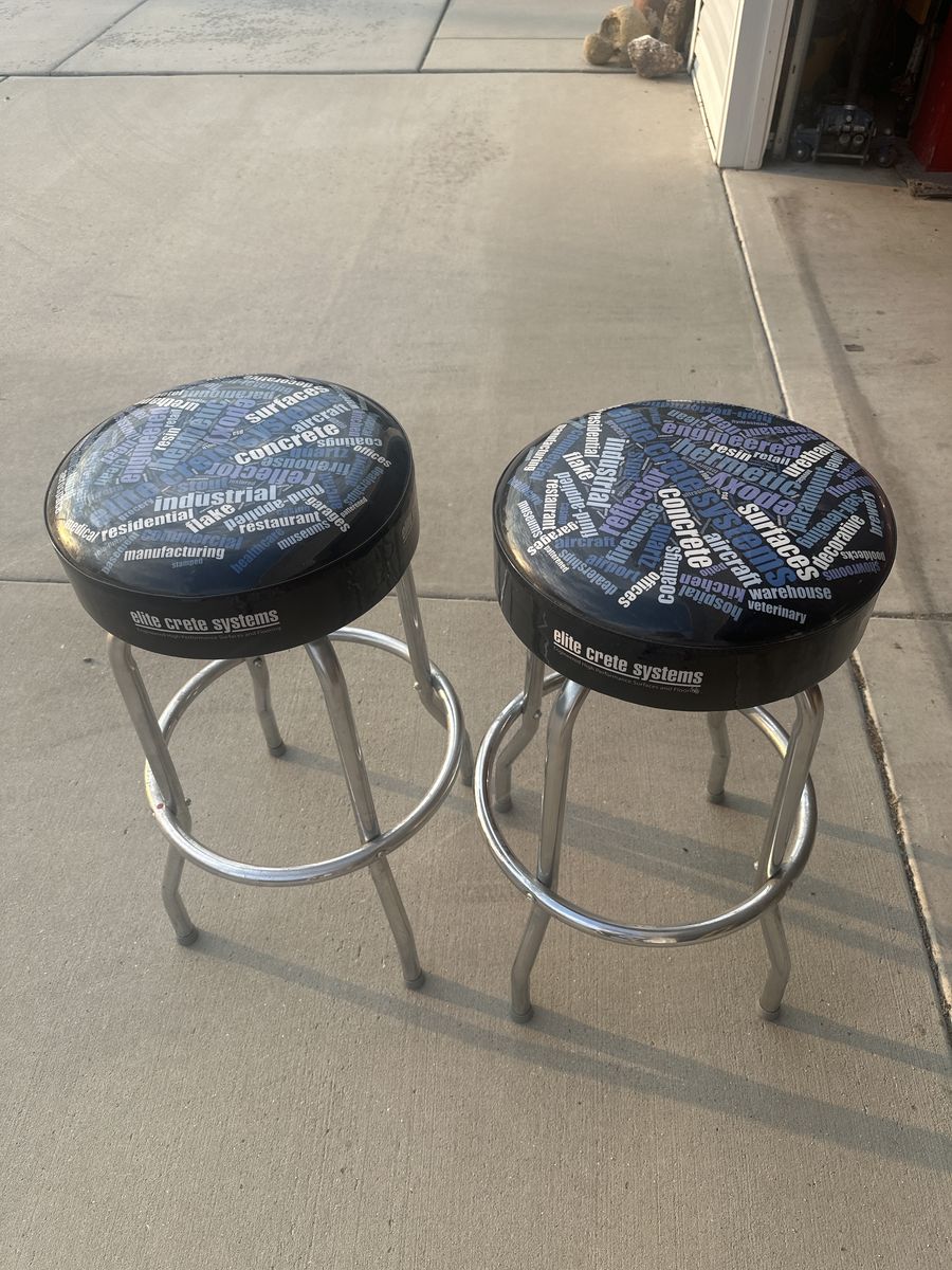 Bar Stools - Set of 2, Swivel, Chrome Base, Custom Graphics