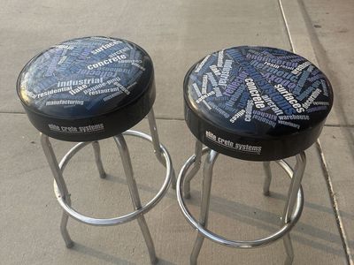 Bar Stools - Set of 2, Swivel, Chrome Base, Custom Graphics