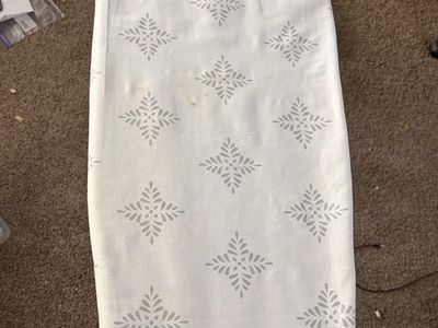 Patterned Ironing Board with Grey Leaf Design - Used, Stains Present