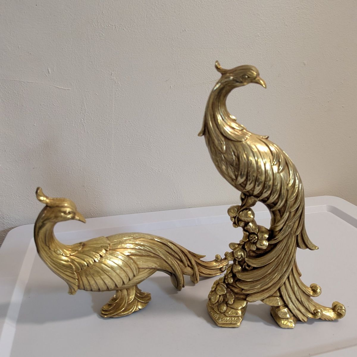 vintage Hollywood regency gold bird sculptures