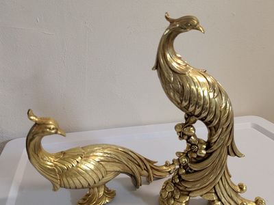 vintage Hollywood regency gold bird sculptures