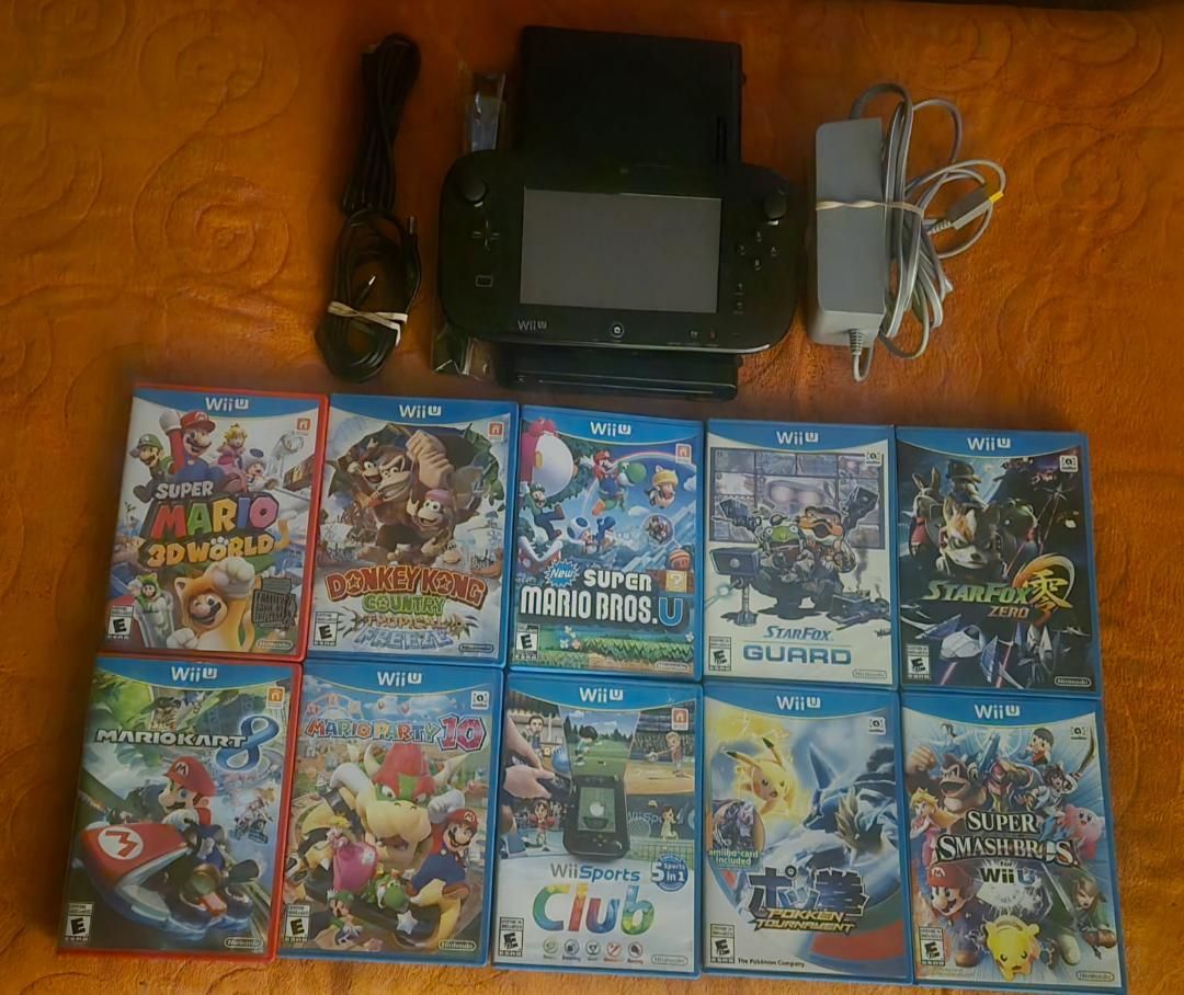 Nintendo Wii U Deluxe with 10 games! trades considered!