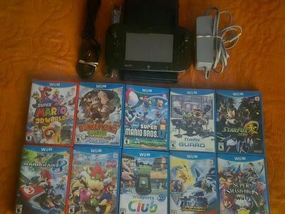 Nintendo Wii U Deluxe with 10 games! trades considered!