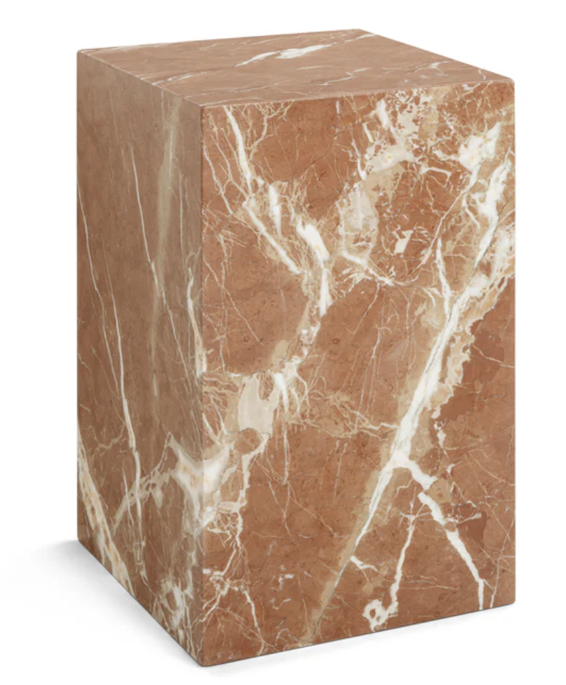 Red Alicante Marble Plinth Side Table
