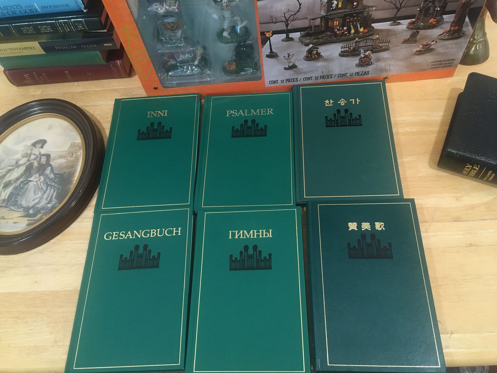 6 Multilingual Green Hardcover Hymnbooks in Various Languages