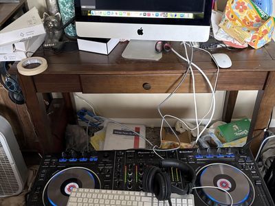 Complete Pro DJ Setup - Pioneer DDJ-RZ (AlphaTheta), Apple iMac, Pioneer HDJ-X7 headphones + cases
