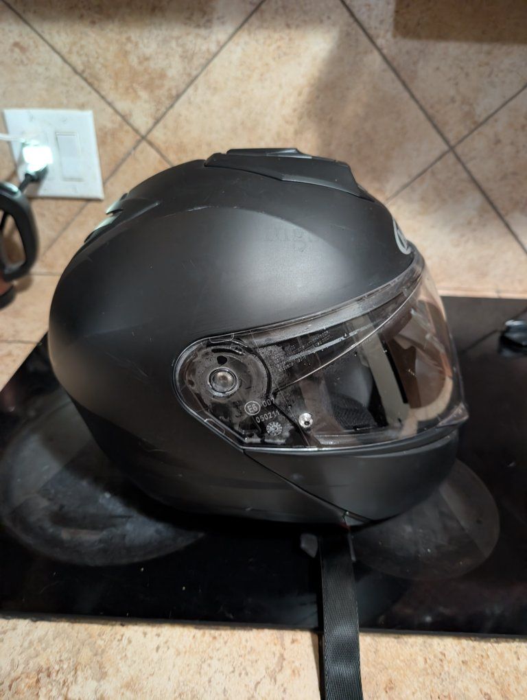 HJC Matte Black Modular Motorcycle Helmet with Sun Visor and Bluetooth
