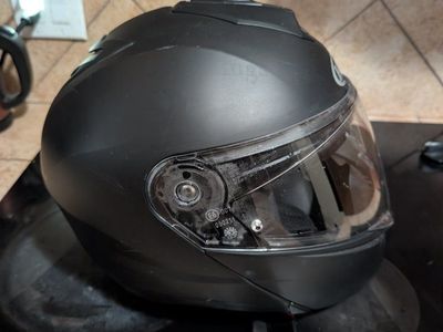 HJC Matte Black Modular Motorcycle Helmet with Sun Visor and Bluetooth