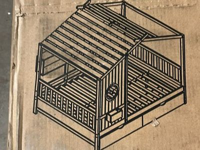 Wooden Playhouse Bed Frame with Drawers in Box