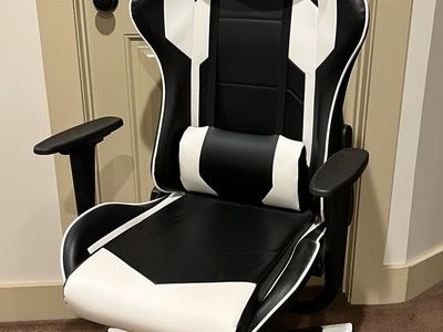 S-Racer Black and White Ergonomic Gaming Chair with Pillows