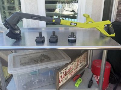 Ryobi 18V Trimmer with 3 Better than New Refurbished Batteries