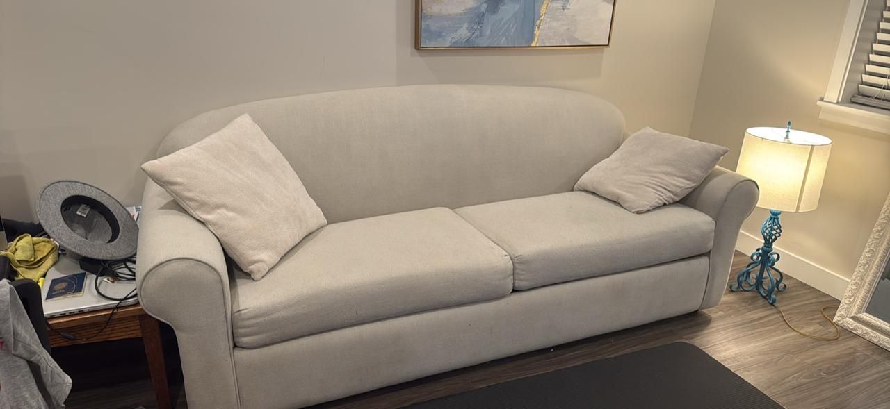 Light Gray Fabric Sleeper Sofa / Hide-A-Bed Couch with Mattress