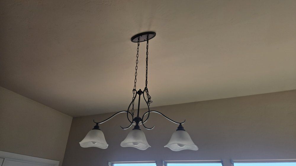 3-Light Bronze Island Chandelier Light Fixture with Frosted Glass Shades