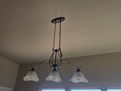 3-Light Bronze Island Chandelier Light Fixture with Frosted Glass Shades