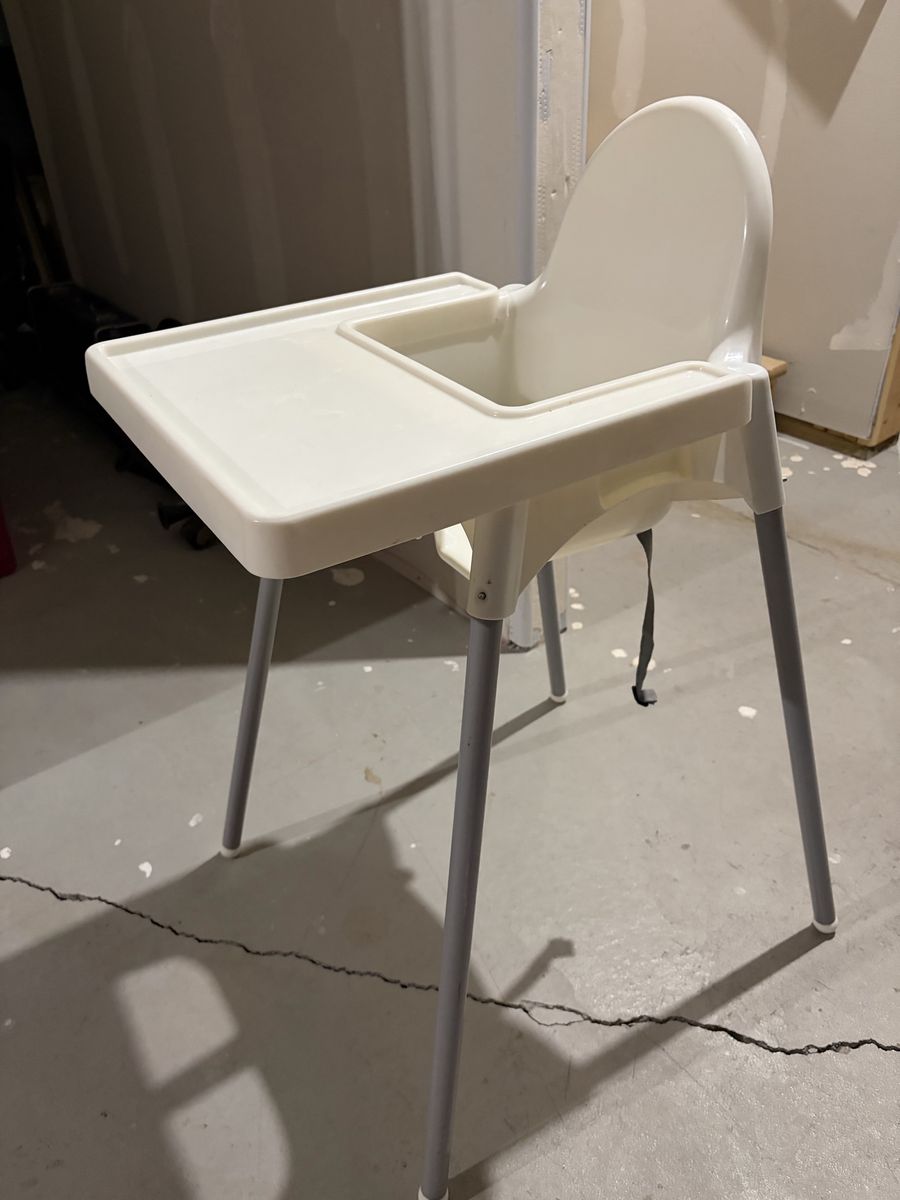 IKEA ANTILOP High Chair with Tray - White/Silver - Easy to Clean Baby Feeding Chair
