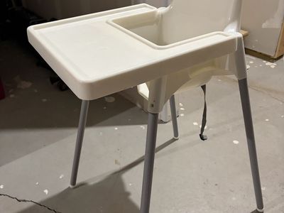 IKEA ANTILOP High Chair with Tray - White/Silver - Easy to Clean Baby Feeding Chair