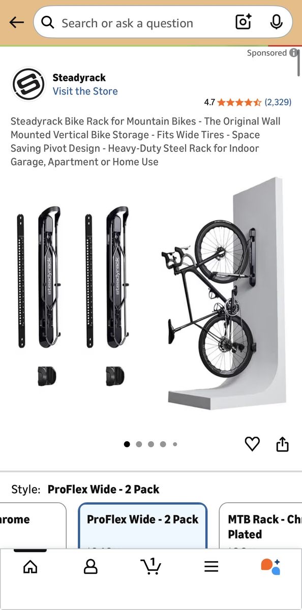 Steadyrack Wall Mounted Bike Racks – 2 Pack (New)