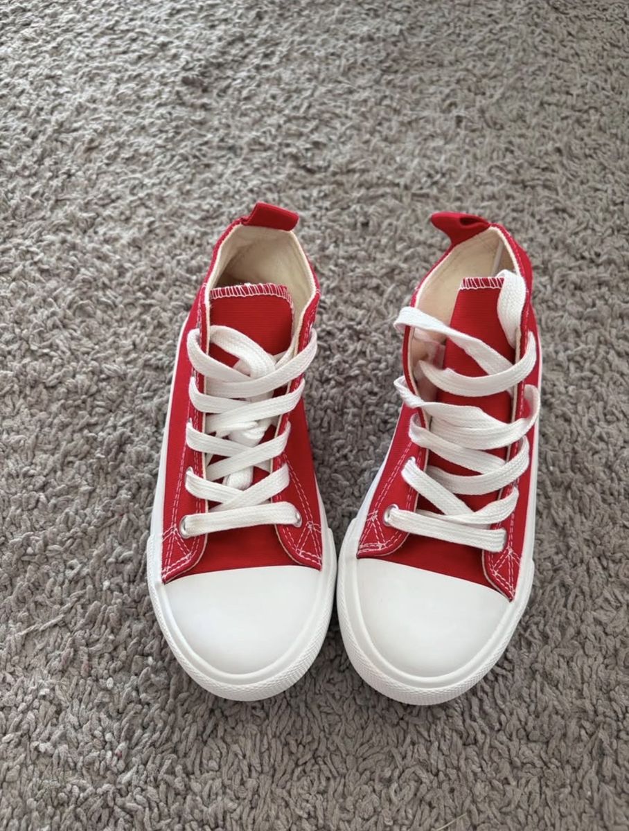 Brand new girls red high top converse style shoes size 12/12.5