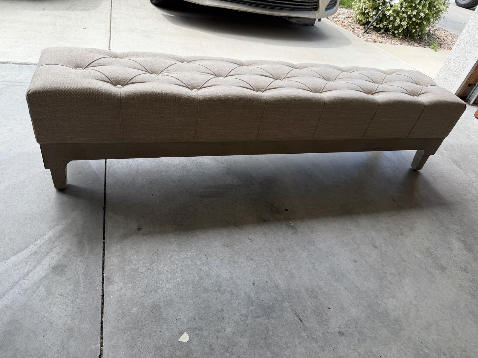 tufted upholstered bench 64"
