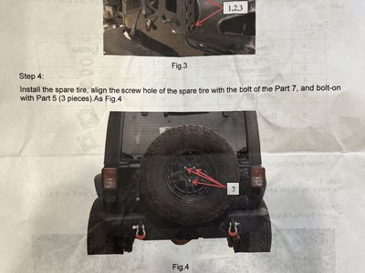 Jeep Wrangler JK 2007-2018 Rear Spare Tire Extension Bracket Kit - New in Box